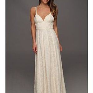 BCBG Lourie Rose Whisper Lace Maxi Dress Size 0 in Ivory